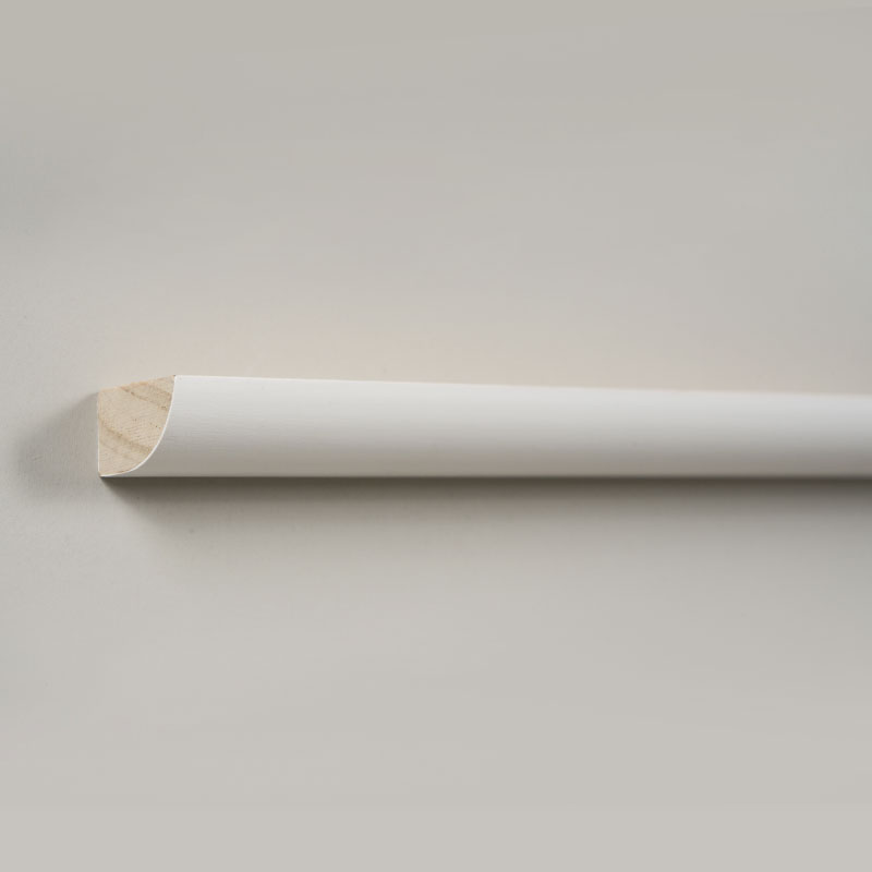 Pine Quarter Rund gjutning (Filler-primed & Pearl White) 1/2' x 3/4'