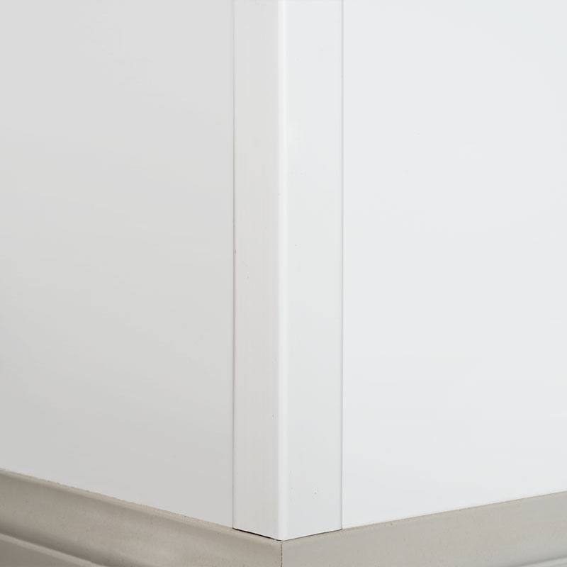 Massivt trä rät vinkel (90°) övergångsremsa (fyllnadsgrundad+ färg) - vit 1 1/2' x 1 1/2'