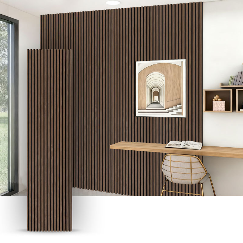 Gallervägg/akustikväggpanel (enkelsidig konstruerad träfaner omslagen) - träfiberfärg 2400/2700 mm x 600 mm