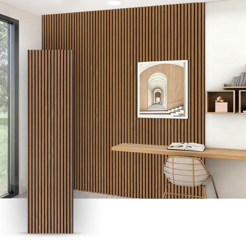 Gallervägg/akustisk väggpanel (3-sidigt konstruerad träfaner omslagen) - träfiberfärg 2400/2700 mm x 600 mm