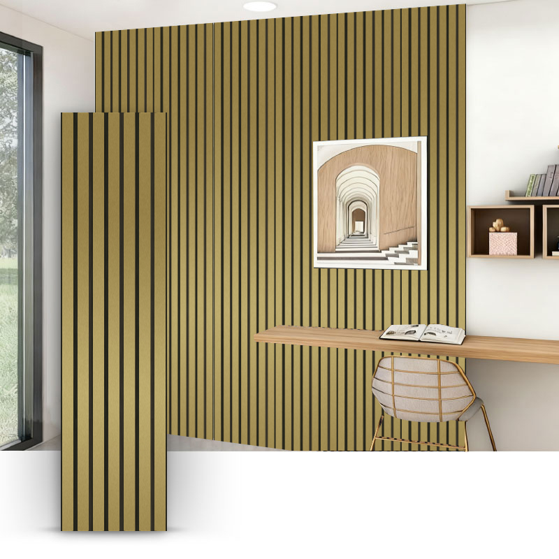 Gallervägg/akustisk väggpanel (enkelsidig PVC-omslagna) - metallisk borstad färg 2400/2700 mm x 600 mm
