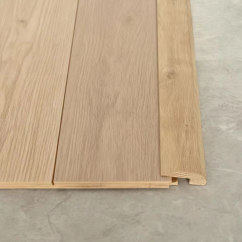 Vit ek Helt stycke stockar L-formad (lackerad oavslutad) - Ek Naturlig Färg 3/8'x1 31/32'