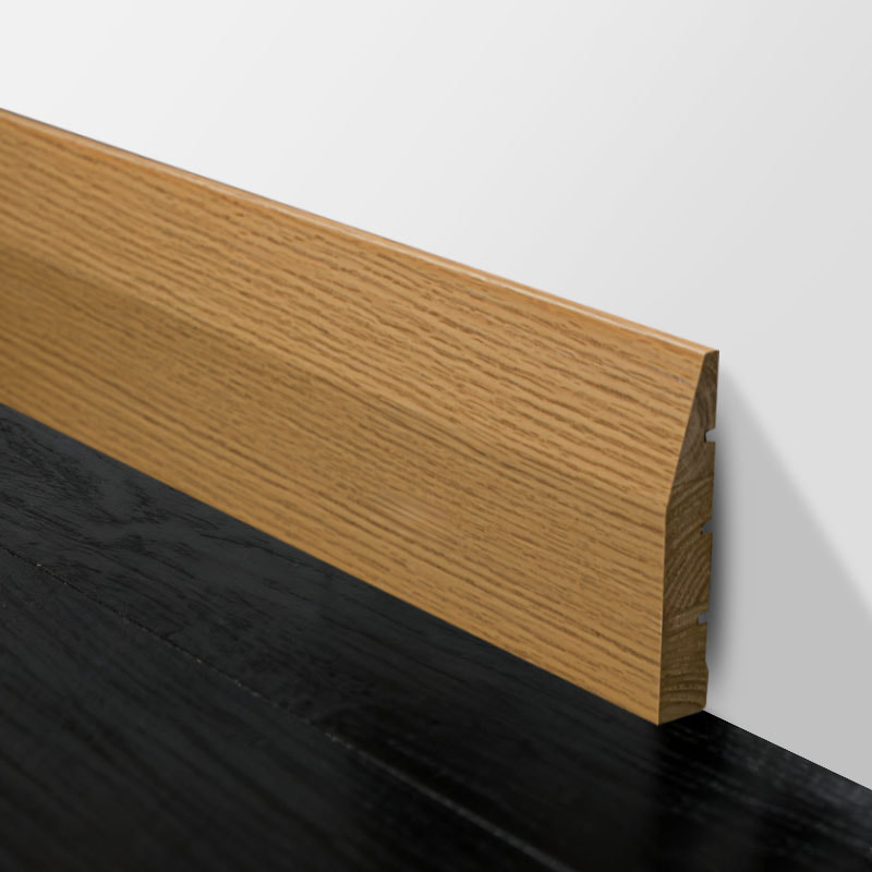 Sockellist i massivt trä (omlindad med röd ekfaner + färg) - Ekfärg 3/5' x 3 15/16'